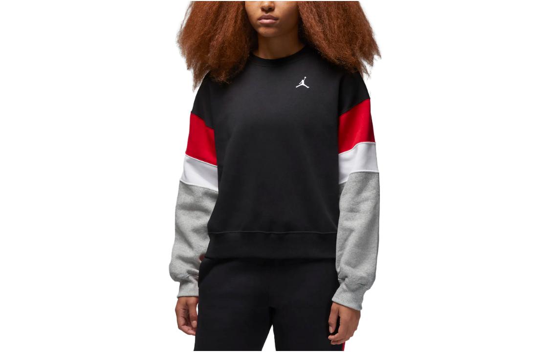 (WMNS) Air Jordan Brooklyn Fleece Crewneck Sweatshirt 'Black Grey' FB5174-010