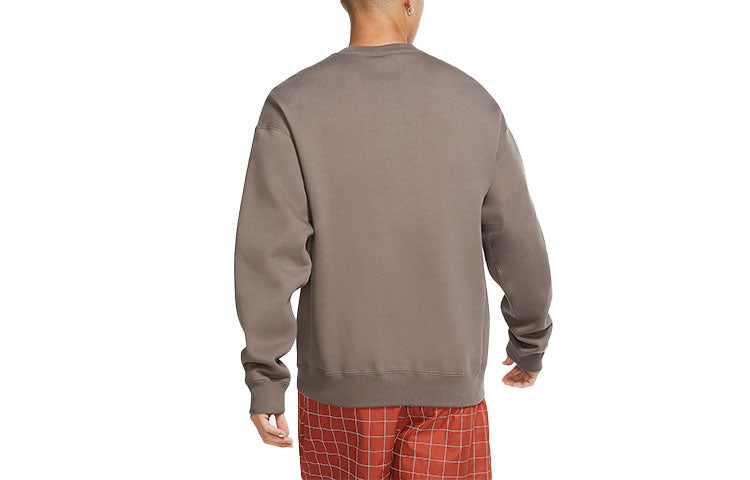 Nike Lab Fleece Crew Solid Color Stay Warm Sports Round Neck Pullover Brown DA0318-040