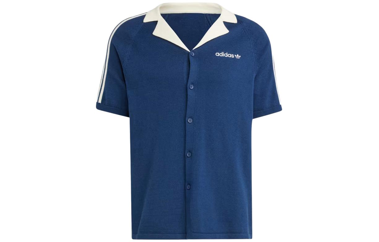 adidas Premium Knitted Tee Asia Sizing 'Blue White' IU0223
