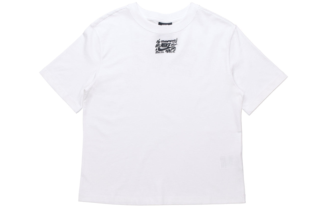 (WMNS) Nike Alphabet Pattern Printing Loose Round Neck Short Sleeve White T-Shirt DJ5364-100