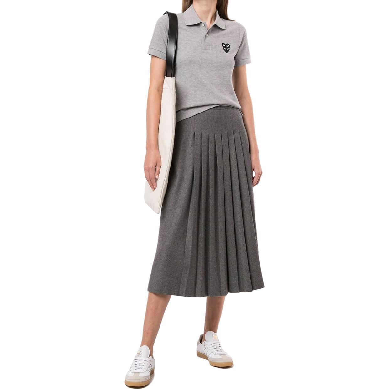 (WMNS) COMME des GARCONS PLAY Polo Black Family Heart 'Grey' AZ-T297-051-2