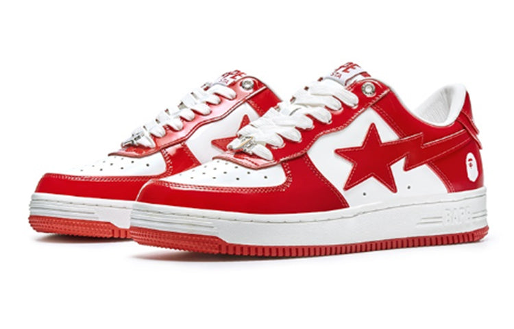 (WMNS) A BATHING APE Bape Sta Leather Low 'Red White' 1I70-291-021-REDW