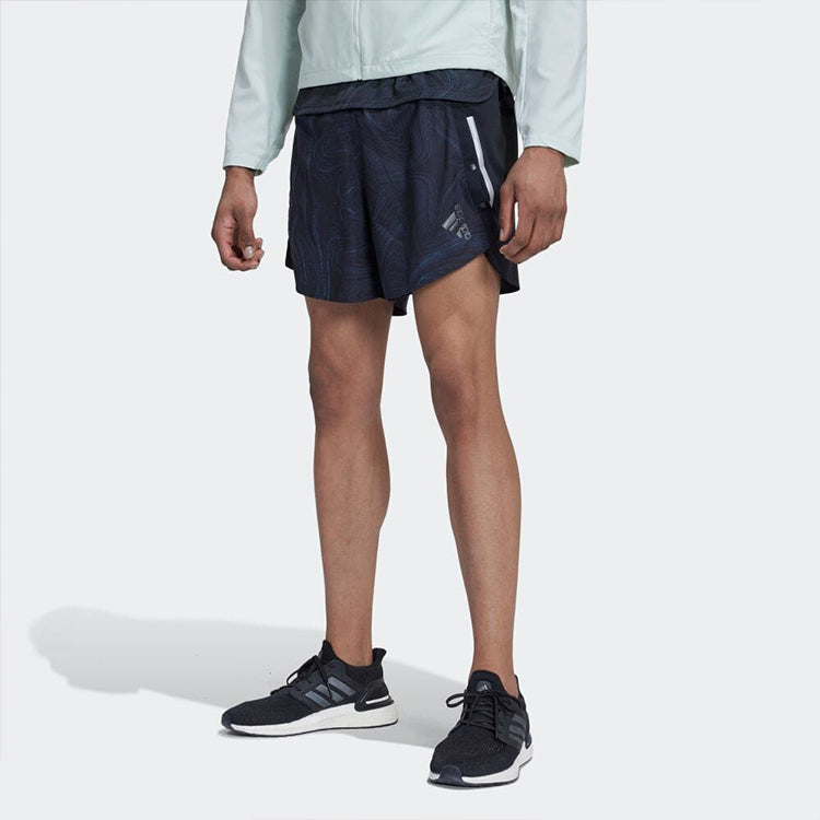 Men's adidas Running Geometry Pattern Logo Sports Shorts Blue HM1213