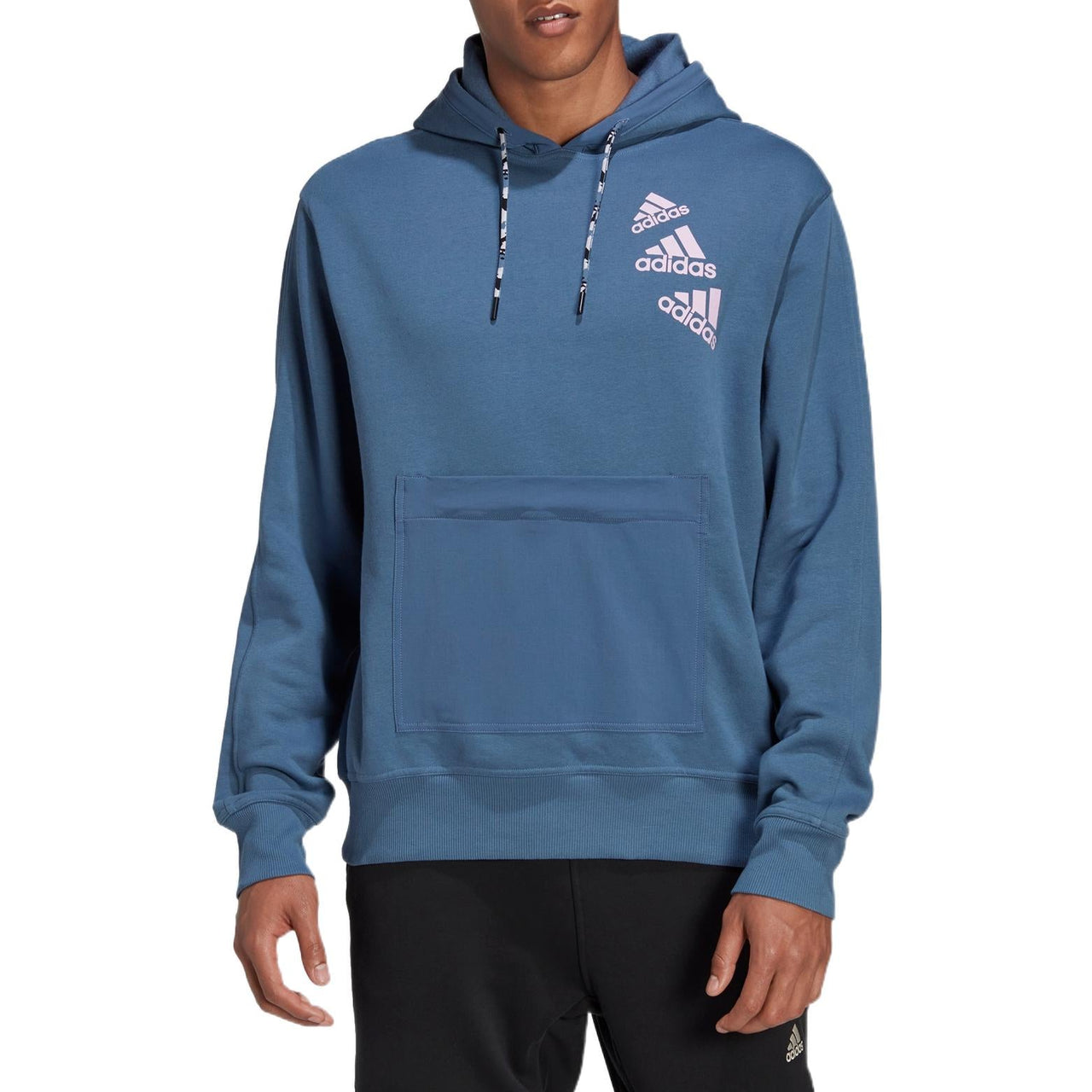 adidas Solid Color Brand Drawstring Hooded Long Sleeves Hoodie Unisex Blue HL9382