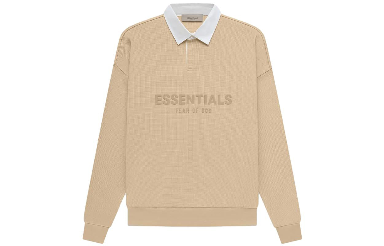 Fear of God Essentials SS23 Waffle Long Sleeve Polo Shirt 'Sand' FOG-SS23-055
