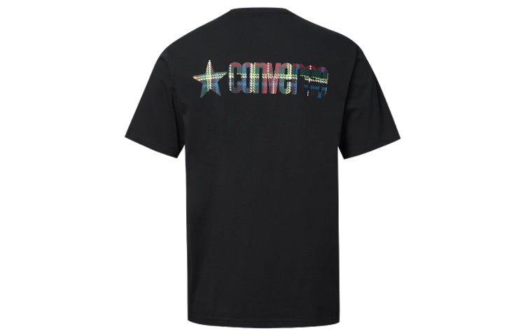 Men's Converse Contrasting Colors Plaid Short Sleeve Black 10020886-001