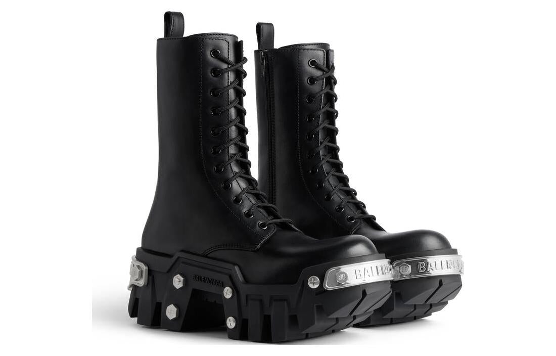Balenciaga Bulldozer Lace Up Boots 'Black Matte Smooth Calfskin' 672502WBCQ11081
