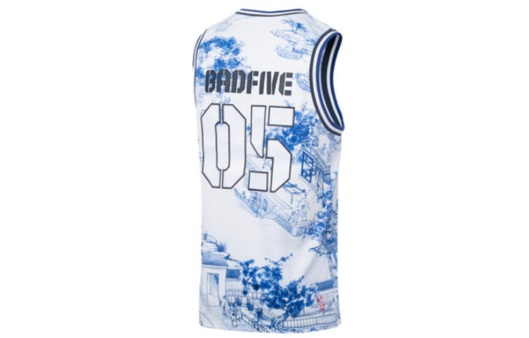 Li-Ning Badfive Basketball Jersey 'White Blue' AAYQ021-1
