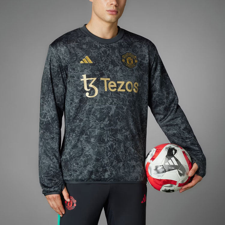 adidas Manchester United Stone Roses Pre-match Warm Top Asia Sizing 'Black' IQ1567