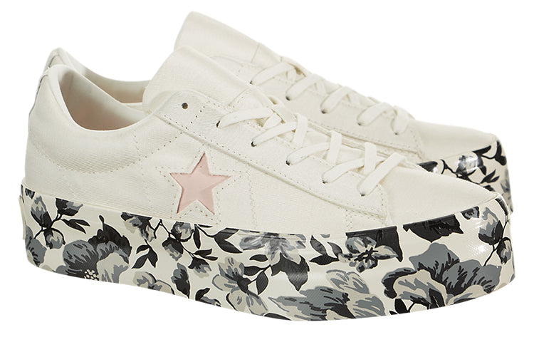 (WMNS) Converse One Star Platform Ox Canvas Shoes White/Black/Pink 561767C