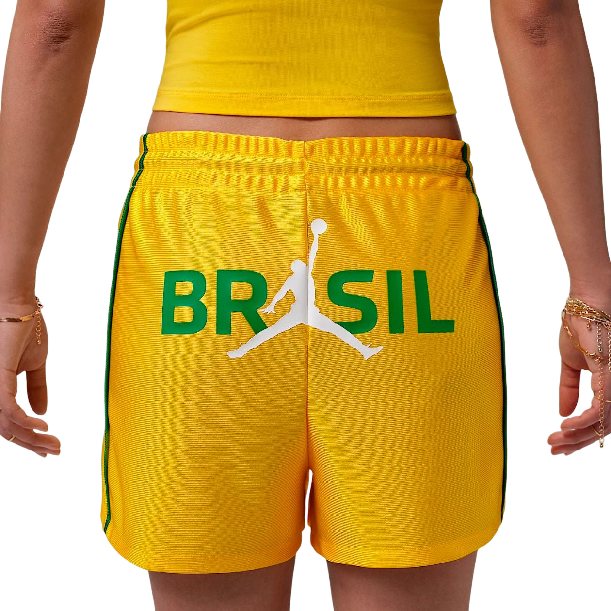 (WMNS) Air Jordan Brooklyn Knit Brazil Shorts 'Varsity Maize Lucky Green' IO2457-741