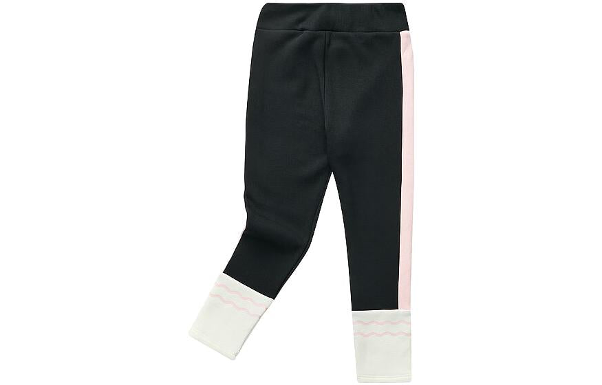 (GS) Skechers Mid-Waist Straight Tight Fleece Lined Leggings 'Black White Pink' L423G120-0018