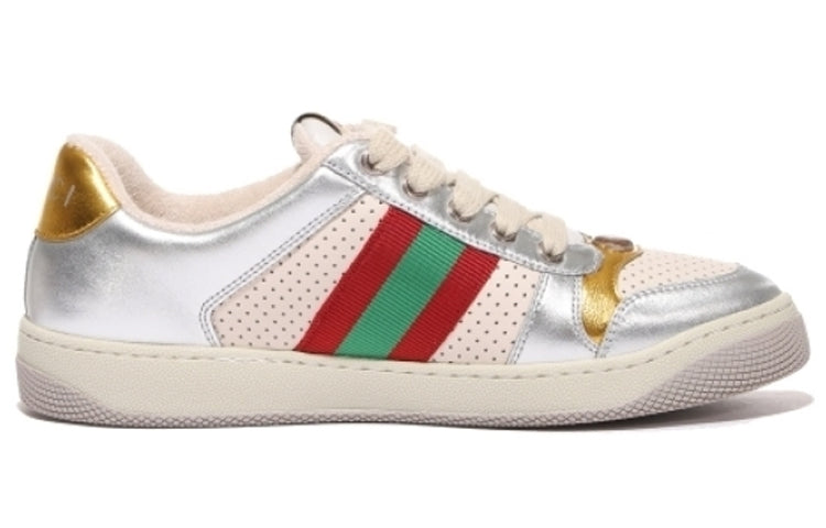 (WMNS) Gucci Screener Metallic Calfskin Web 'Silver Gold' 701103-AACEG-8143