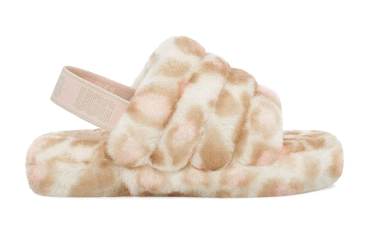 (PS) UGG Fluff Yeah Slide Panther Print Slipper 'White' 1123640K-WHT