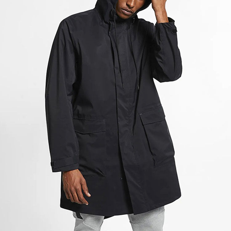 Men's Nike Solid Color Athleisure Casual Sports Mid-Length Hooded Windbreaker AV8271-010