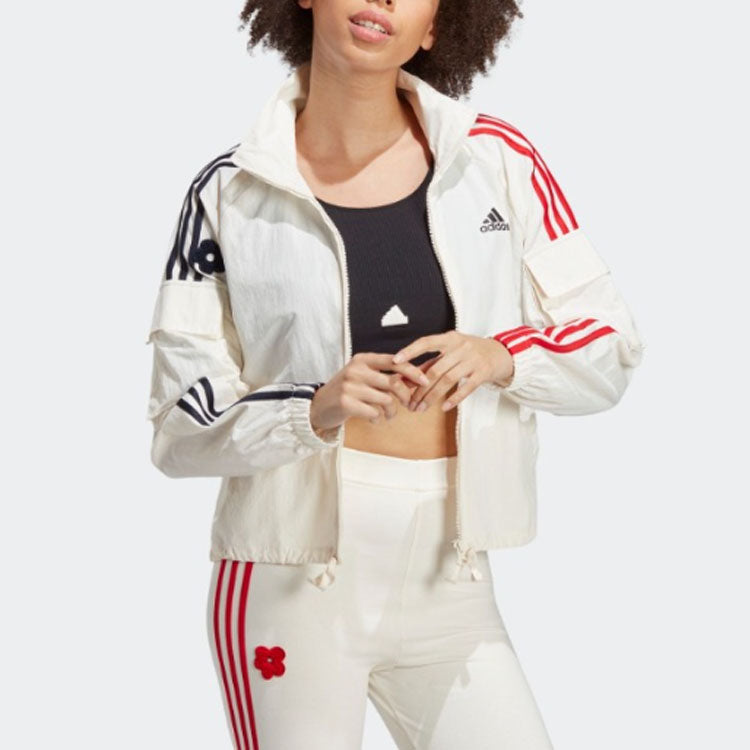 (WMNS) adidas Flower Woven Jackets 'White Red Black' HY8593