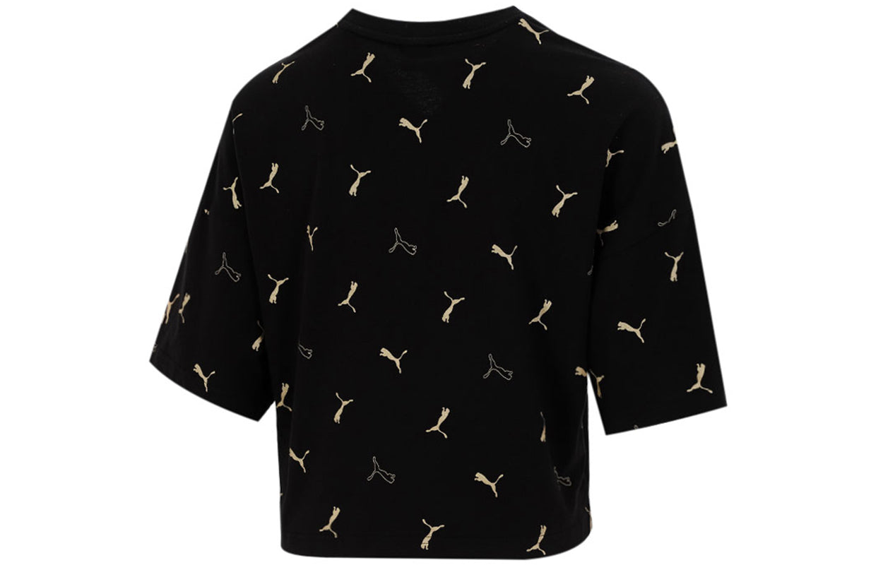 (WMNS) PUMA Sports Loose Breathable Casual Short Sleeve Black 533152-51