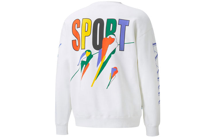 PUMA x Butter Goods Unisex Printing Round-neck Sweatshirt White 532440-02
