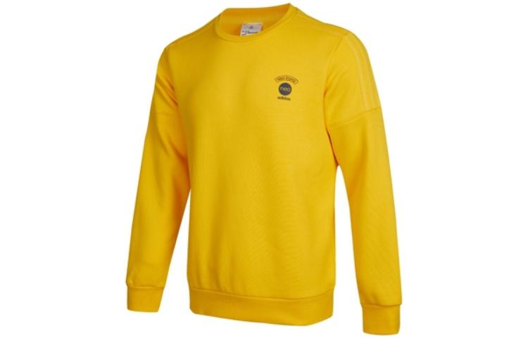 Men's adidas neo Logo Round Neck Pullover Long Sleeves Yellow HC9691