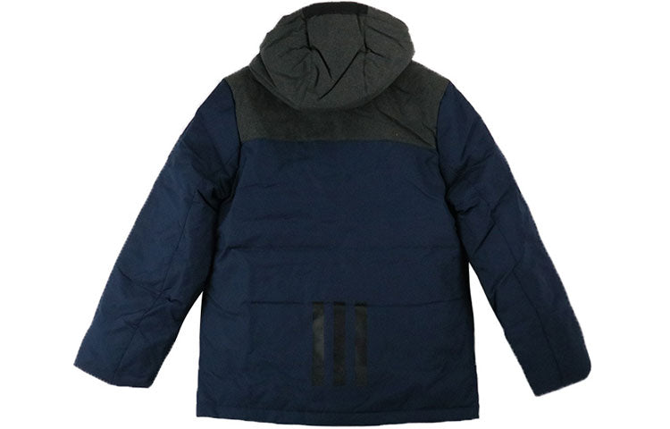 adidas neo Windproof Stay Warm Colorblock Sports hooded down Jacket Blue EI4439