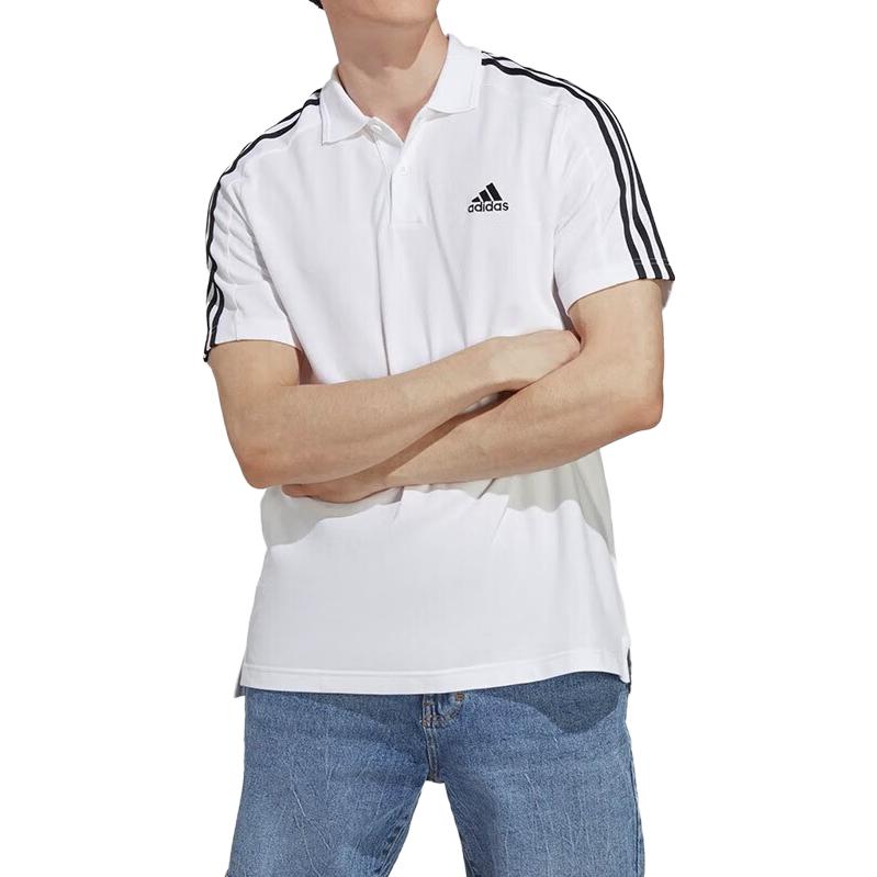 adidas Essentials Piqu Embroidered Small Logo 3-Stripes Polo Shirts 'White' IC9312