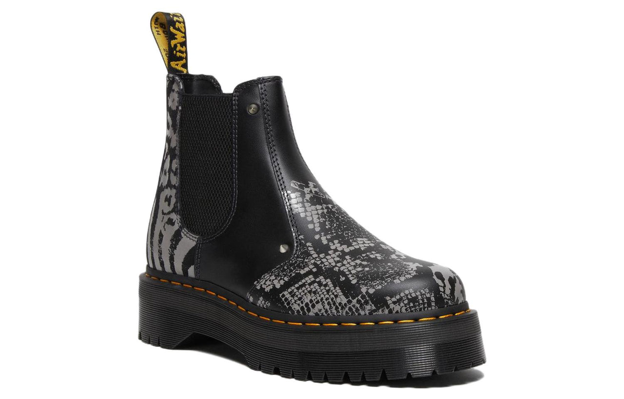 Dr. Martens 2976 Quad Platform Animal Print Boots 'Black Grey' 27692001