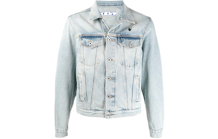 Off-White SS21 Back Printing Denim Jacket Blue OMYE054R21DEN0024010