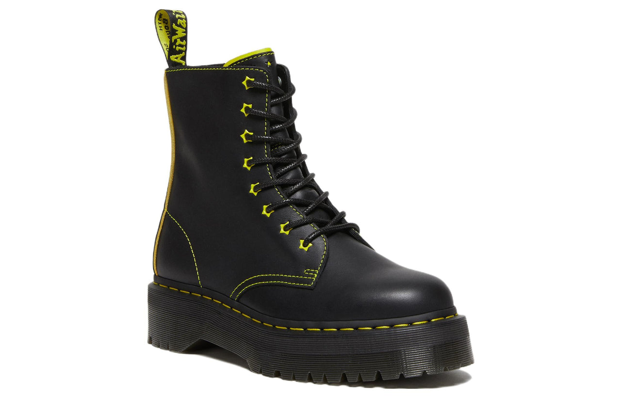 Dr. Martens Jadon II Boot Neon Star Leather Platforms 'Black Yellow' 27617002