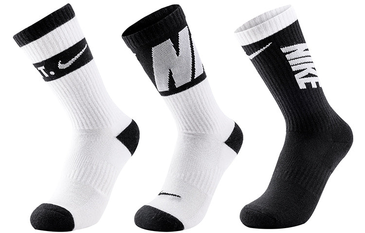Nike Unisex Everyday Cushioned Crew Socks 3 Packs Black/White DA2402-902