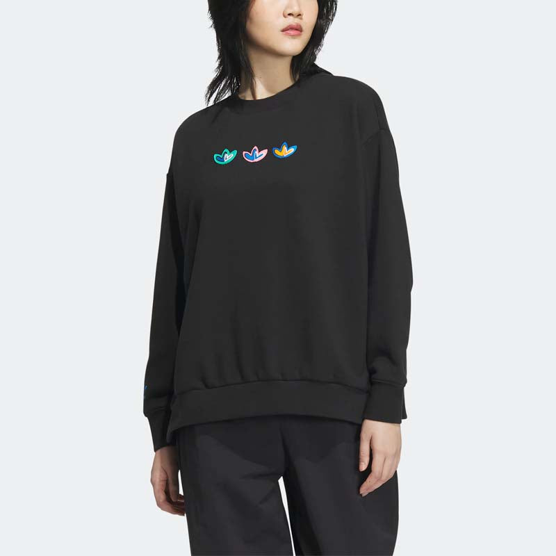 (WMNS) adidas Originals V-Day Crew Sweatshirts 'Black' IK8661