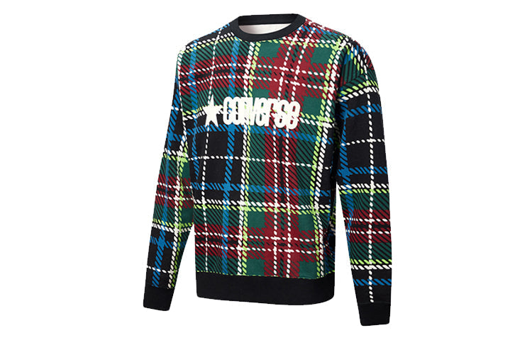Men's Converse Plaid Pattern Logo Printing Round Neck Pullover 10019970-057