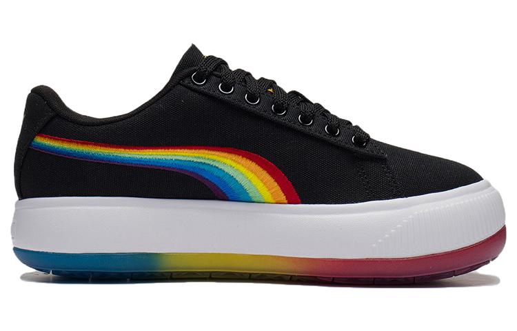 (WMNS) PUMA Suede Mayu Prism Low Tops Thick Sole Skateboarding Shoes Black 387240-01