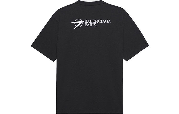 Men's Balenciaga SS21 Embroidered Logo Short Sleeve Black 641675TKV861070