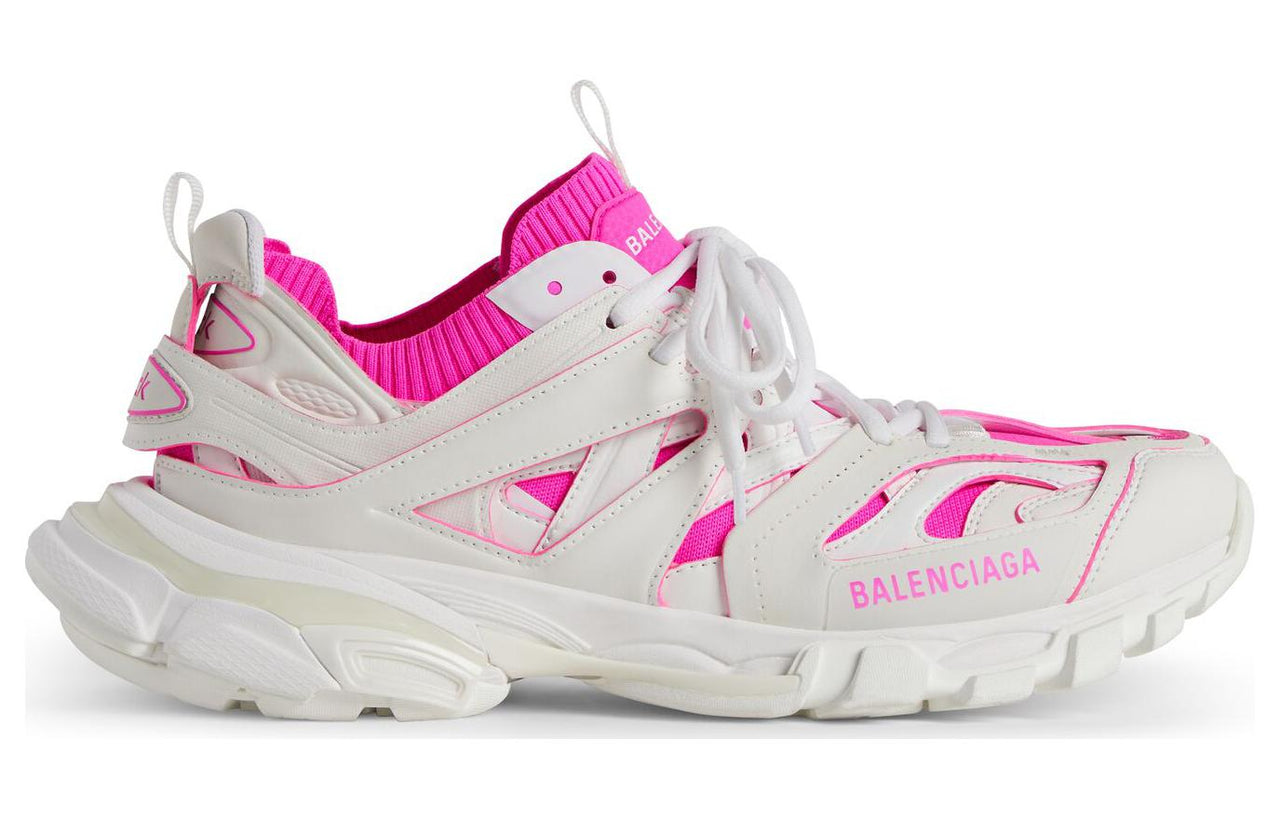 (WMNS) Balenciaga Track Sock Sneakers 'White and Neon Pink Knit and Nylon' 736328W3SKC9055