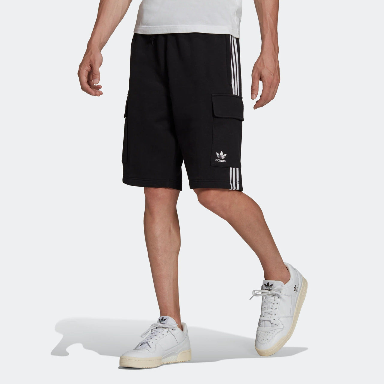 adidas originals Solid Color Stripe Cargo Pocket Sports Shorts Black HB9542