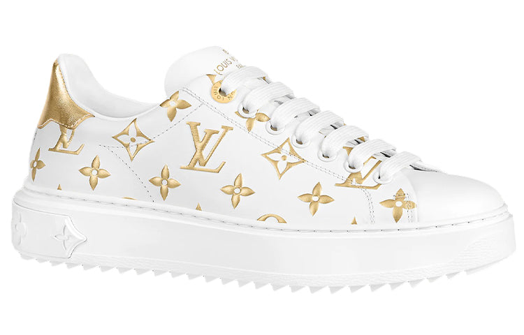 (WMNS) LOUIS VUITTON Time Out Sneakers 'White with Gold Monogram' 1A8TAA