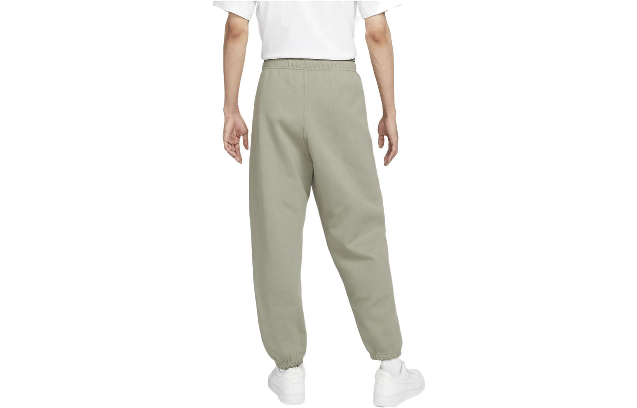 Men's Nike Solo Swoosh Elastic Waistband Solid Color Bundle Feet Fleece Sports Pants/Trousers/Joggers Autumn Green DA0330-320