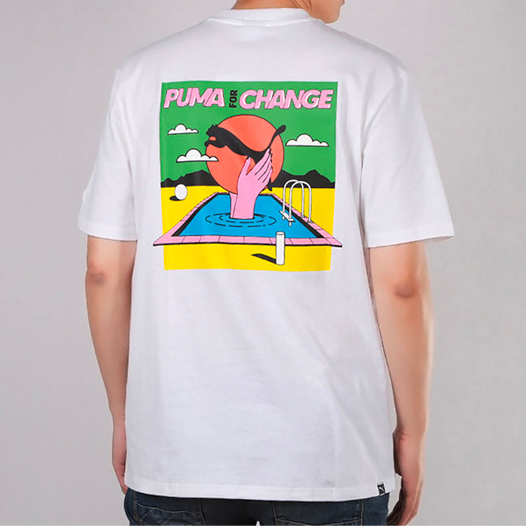PUMA Printing Round Neck Short Sleeve White 599181-02