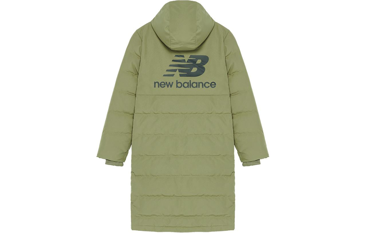 New Balance NB Logo Print Long Down Jacket 'Green' AMJ93550-CGN