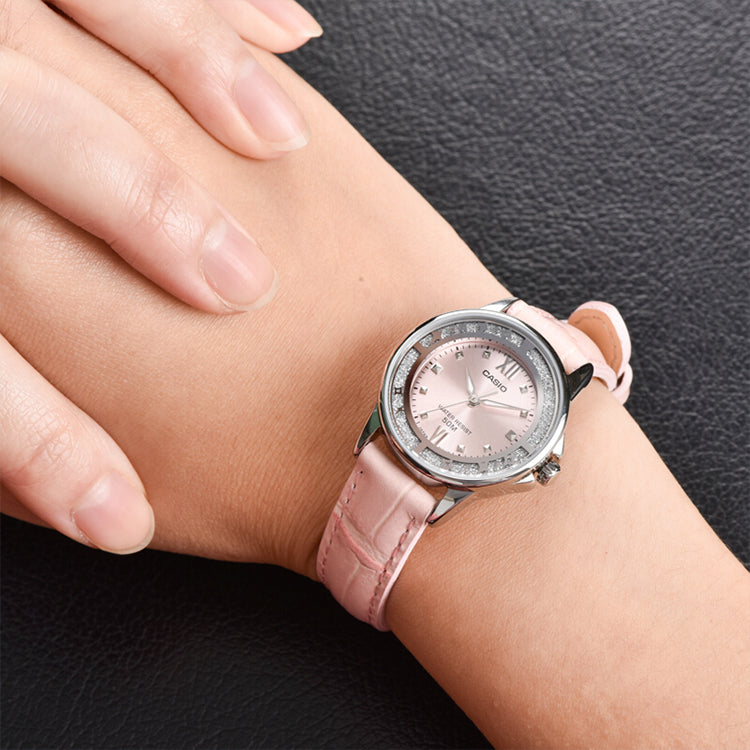 CASIO Leather Belt Waterproof Pink Analog LTP-1391L-4AVDF