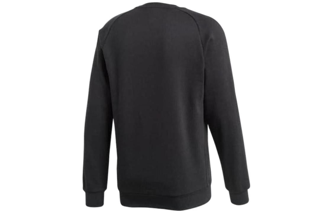 Men's adidas Solid Color Logo Printing Round Neck Pullover Long Sleeves Black CE9064