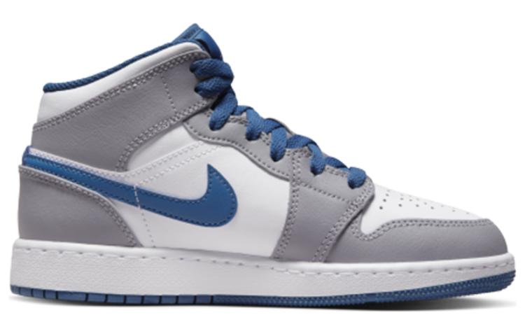 (GS) Air Jordan 1 Mid 'Cement True Blue' DQ8423-014