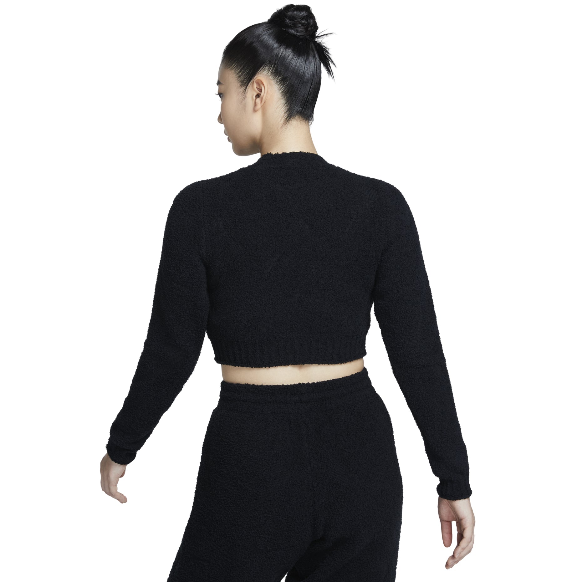(WMNS) Nike Sportswear Phoenix Cosy Boucle Tight Long Sleeve Knit T-shirt Asia Sizing 'Black' FZ1717-010