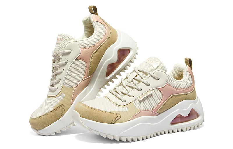 (WMNS) Skechers Street Uno Peaks Shoes 'White Tan Pink' 177546-NAT