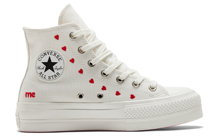 (WMNS) Converse Chuck Taylor All Star Lift Platform High 'Embroidered Hearts - White' A01599C