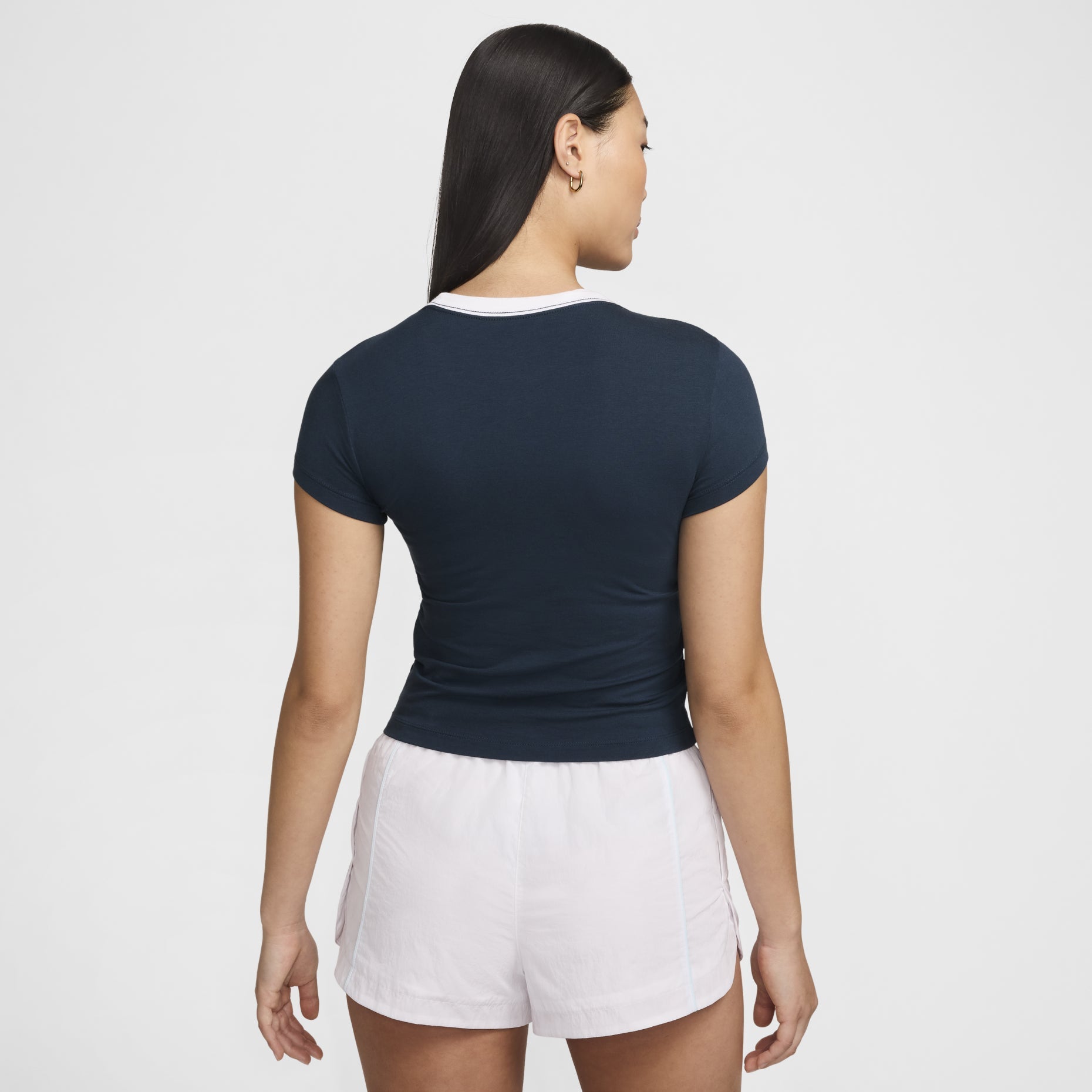 (WMNS) Nike Sportswear Chill Knit Crop T-shirt Asia Sizing 'Navy White' HF8820-478