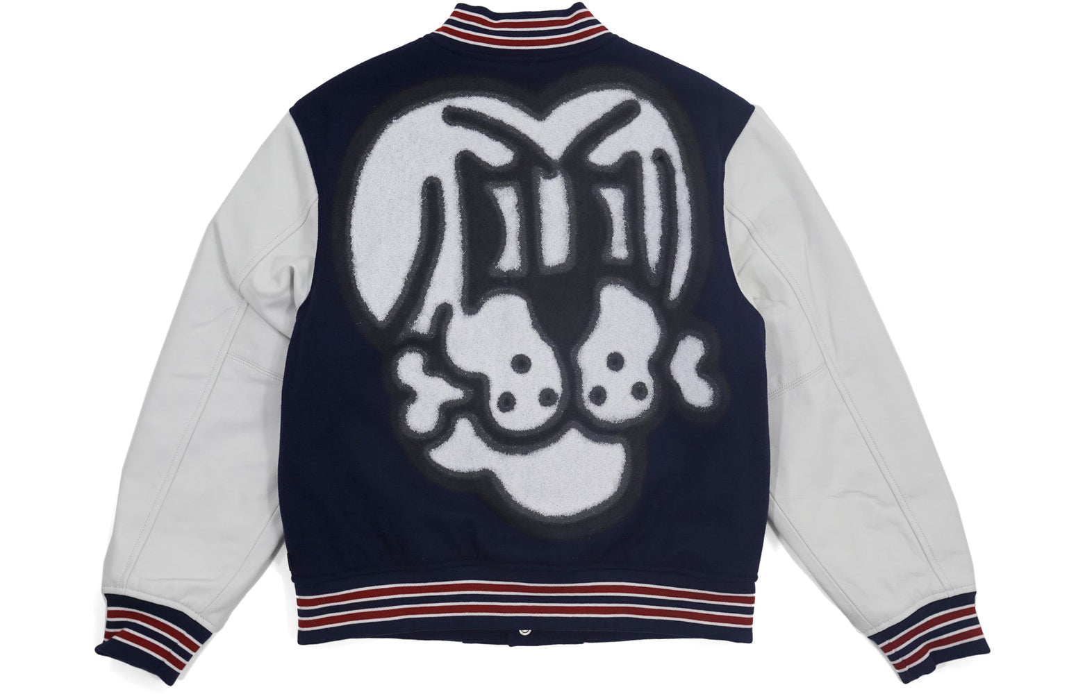 Supreme FW18 Bone Varsity Jacket Navy Sleeve Unisex Navy Blue SUP-FW18-492