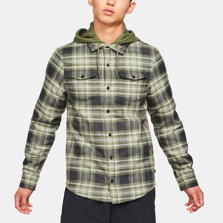 Nike SB Skateboard flannel Skateboard Plaid Contrasting Colors Hooded Jacket Olive Green CK5318-222