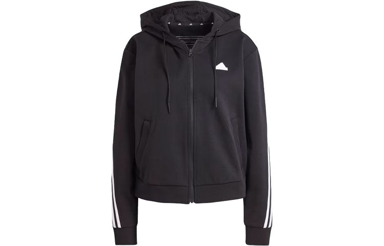(WMNS) adidas Future Icons 3-Stripes Full Zip Hoodie Asia Sizing 'Black' IN9475