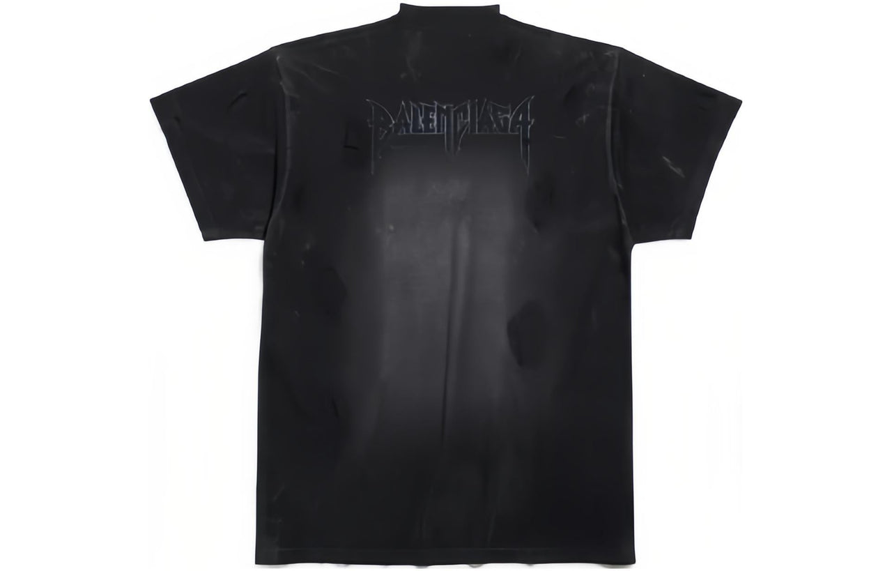 Balenciaga Paris Moon T-shirt Oversized 'Black Faded' 739028TOVE41055